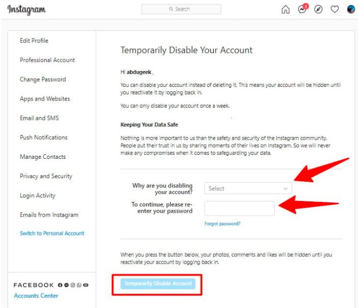 How to disable or delete an Instagram account