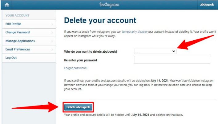 How to disable or delete an Instagram account