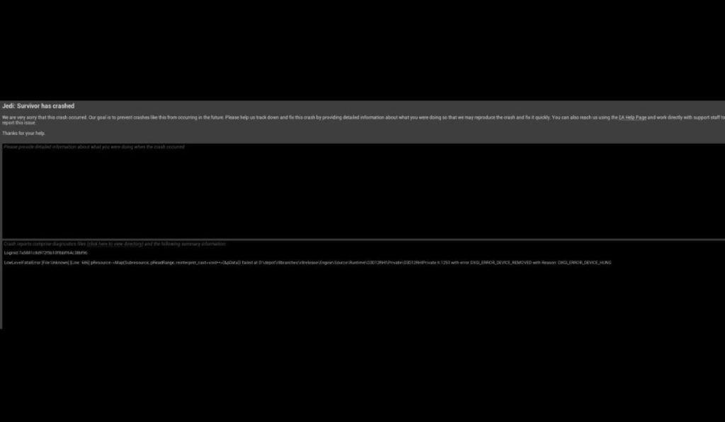 Causes of Low Level Fatal Error in Jedi Survivor