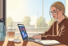 Student studying online for class success