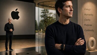 Apple corporate branding shift toward calm restrained executive identity and design philosophy