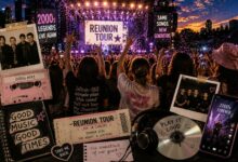 Fans enjoying a 2000s music reunions concert during a sold-out summer tour