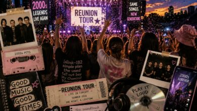 Fans enjoying a 2000s music reunions concert during a sold-out summer tour