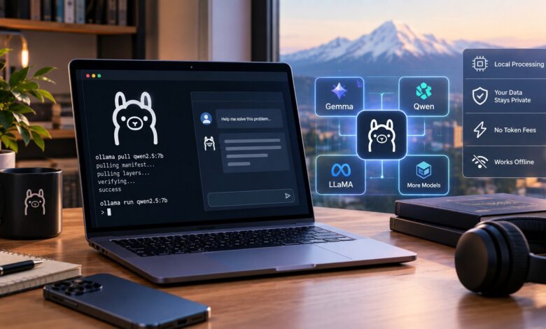 Local AI models running with Ollama on a developer workstation
