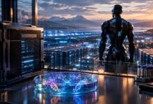 AI extinction risk concept showing artificial intelligence and real-world safeguards