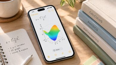 Apple Math Notes displaying an interactive 3D graph